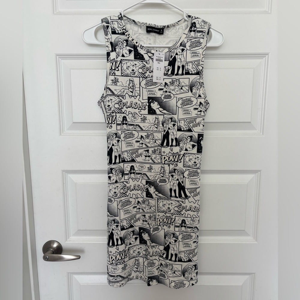 Comic Print Sleeveless Dress